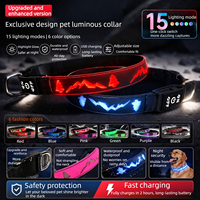 Collier pour chien lumineux à LED avec motif d'arbre de Noël 3D, 15 modes d'éclairage, avertissement nocturne, personnalisable, en stock pour les promenades nocturnes des animaux de compagnie