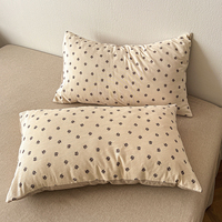 Parure de lit quatre pièces en coton jacquard lavé, motif floral, haute densité, style moderne, qualité supérieure, drap et housse de couette simples