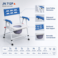 Chaise de toilette réglable en hauteur, pliable, portable, équipement médical pour soins aux patients, antidérapante