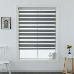 Factory sells roller blinds striped double-layer sunshades transparent office and home indoor polyester zebra curtains