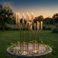 Centres de table dorés, support de mariage en verre et métal, chandelier décoratif ouragan, bougeoir, centres de table pour décoration de table de mariage