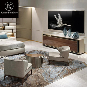 Buffet moderne en <span class=keywords><strong>verre</strong></span> noir de luxe italien avec cadre en métal doré, grand meuble de rangement pour maison haut de gamme - Product Image 4