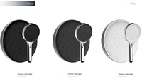 Tête à bille en cuivre peinture grise semi-brillante en nickel, couvercle d'injection gris foncé buse de sortie en TPE noir pommeau de douche