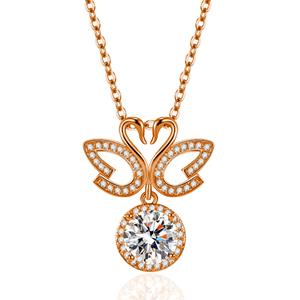 Gran oferta, collar con colgante de amor de Lago de cisne romántico, diseño de beso de cisne de seis puntas con moissanita simulada brillante, joyería de moda - Product Image 2