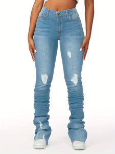 2025 Otoño e Invierno pantalones de mezclilla ajustados de cintura alta para mujer nuevos estilos de jeans lápiz de moda europea y americana - Product Image 6