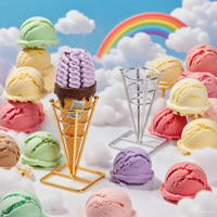 Présentoir promotionnel en bambou pour mini-cornets et coupes de crème glacée – Support pour modèles de magasins de crème glacée