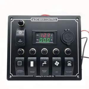 5 gang marine switch panel usb fast dual charger socket panel with light multi function boat switch panel marine power system