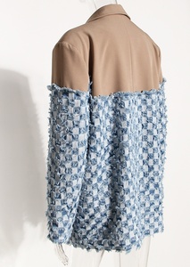 กางเกงยีนส์ผู้หญิงลายสก็อตตัดต่อสีตัดกันแบบใหม่ขายดี - Product Image 4