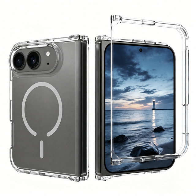 Wholesale Slim Clear Case for iPhone Duo Magnetic Compatible Foldable Phone Cover Anti-Scratch Shockproof Mobile Phone Case