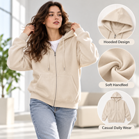 Sweat à capuche zippé personnalisé avec logo, coupe oversize, en molleton épais, style streetwear décontracté pour hommes et femmes