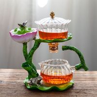 Service à thé à eau à aspiration magnétique entièrement automatique en verre résistant à la chaleur pour la tasse à thé Kung Fu des paresseux maison théière Simple
