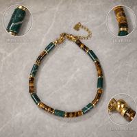 Bracelet populaire fait main en œil de tigre et agate mousse, énergie riche, bracelet intercalaire 2x4, pierre naturelle, bracelet pour homme