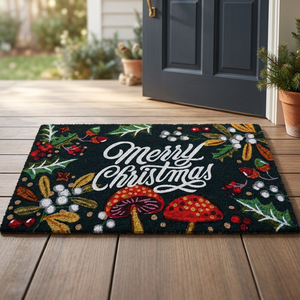 Paillasson tissé tufté imprimé Joyeux Noël, antidérapant, design personnalisé en vinyle pour l'entrée de la maison, salon, lavable, doux et durable - Product Image 3