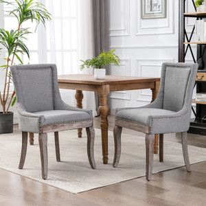 Sedia da pranzo Ultra Side con tessuto ispessito, chiodi in bronzo e gambe in legno massello, set da 2 - Product Image 1