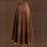 Jupe midi en daim pour femme, patchwork de dentelle, style vintage asymétrique, coupe trapèze, style western pour l'Europe et l'Amérique