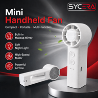Mini ventilateur portatif rechargeable par USB avec miroir et lumière, 3 vitesses, pliable, ventilateur personnel portable pour les voyages, le bureau, l'extérieur