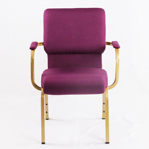 Silla de Iglesia de Tela de Alta Calidad al por Mayor, Diseño Apilable, Resistente al Fuego, con Reposabrazos de Metal Morado, Ecológica, Comercial - Product Image 5
