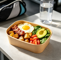 Boîte à lunch jetable carrée en papier kraft imperméable pour emporter, conteneur alimentaire, idéale pour les repas légers à la piscine, vente en gros usine