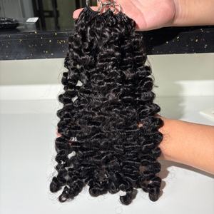 Offre Spéciale : Cheveux Humains Frisés Ondulés Profonds au Crochet Effet Plume # Lot de Cheveux au Crochet Pré-Séparés <span class=keywords><strong>Miracle</strong></span> Knots Couleur 1B pour Femmes - Product Image 3