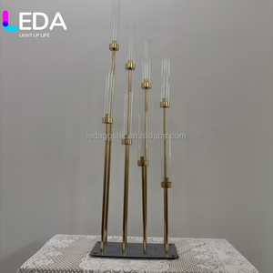 LEDA Vente en gros de chandeliers à 8 bras, hauts, dorés, pour mariage - Product Image 6