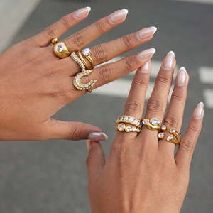 Anello QISEN <span class=keywords><strong>2026</strong></span> in Acciaio Inossidabile Impermeabile con Zirconi, Placcato Oro 18K, Resistente all'Appannamento, Anello Vistoso e Impilabile - Product Image 4