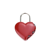 YH10005 serrure d'amour en forme de cœur 3 cadenas à combinaison numérique mot de passe réinitialisable pour sacs de voyage