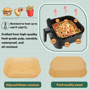 Personalizado a prueba de aceite barbacoa comida horno freír vapor papel antiadherente freidora de aire de silicona pergamino papel para hornear Airfryer Liner - Product Image 3