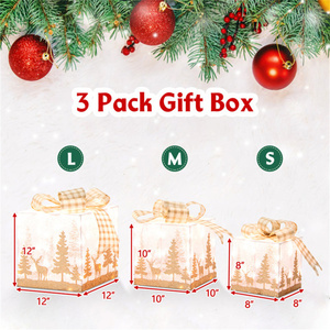 DB Lighted <b>Christmas</b> Gift <b>Box</b> Set 3 Pcs Square Plastic Customized Decorations - Product Image 4