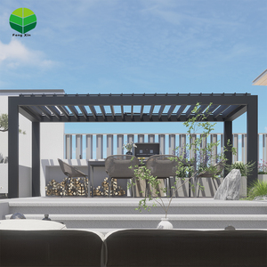 <span class=keywords><strong>Volet</strong></span> de toit en aluminium Jalousie Pergola pour gazebo de <span class=keywords><strong>piscine</strong></span> Cadre en bois traité sous pression nature rétractable et enduit de poudre - Product Image 1