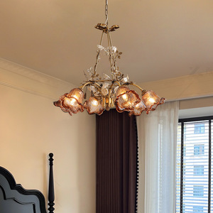 French Style Floral Chandelier Multi Head E26 LED <b>Light</b> Source Round Design For Living Room And <b>Dining</b> Room - Product Image 4