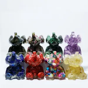 Wholesale natural crystal healing chip resin elephant decoration gift for children