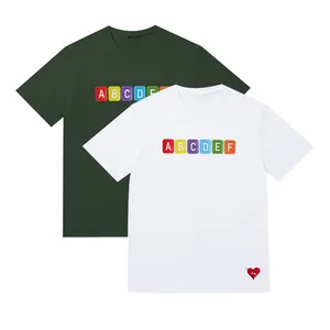 Magliette con logo ricamato colorato unisex OEM maglietta in cotone personalizzata sfusa da uomo