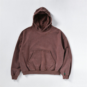 Prix usine personnalisé imprimé hommes à capuche surdimensionné 100% coton lourd à capuche vintage lavage à l'acide sweats à capuche pour homme - Product Image 6