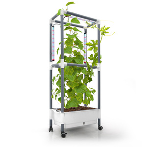 Support de treillis de jardin surélevé d'intérieur, kit de culture à domicile pour fleurs en rotin, légumes grimpants, pot de culture, lumière de culture LED, auto-arrosage - Product Image 1
