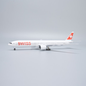 Modèle d'avion simulé Boeing B777 Swiss Airlines à l'échelle 1/157, 47 cm, avion de ligne d'aviation civile avec lumières et train d'atterrissage - Product Image 5