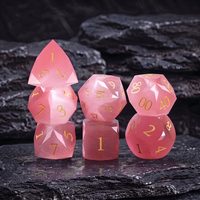 Ensemble de dés polyédriques faits à la main, yeux de chat rose à multiples facettes, D6 D20 D12 D10 D00, uniques pour les jeux de table Dungeons & Dragons, 7 pièces/ensemble