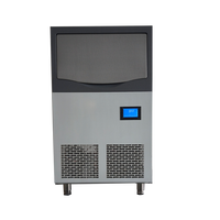 Machine à glaçons carrés automatique électrique 80 kg pour usage domestique et hôtelier avec distributeur d'eau en acier inoxydable