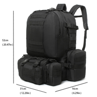 Sac à dos tactique modulaire personnalisé avec 3 sous-sacs détachables, grande capacité, léger, respirant, résistant à l'eau, en nylon Oxford