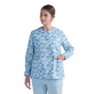 Breathable Cheap Printed Cartoon Pattern Dobby Fabric Woven Scrub Sets Needle Detection Women's Hospital Doctor Nurse <strong>Uniform</strong> <strong>CC</strong> - Product Image 1