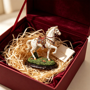 Statua di Cavallo Portafortuna, Decorazione per Soggiorno, Regali Aziendali, Scultura in Resina, Arredamento Retrò - Product Image 2
