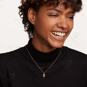 Gemnel personalizado 925 Plata insecto mariquita colgante collar CZ circón Metal Animal escarabajo para mujeres collar de escarabajo de la suerte - Product Image 6