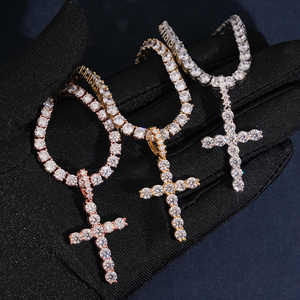 हिप हॉप चार्म्स बनाम मोइससानाइट पेलेंट गहने ट्रेंडी 925 सिल्वर पुरुषों की महिला महिला मूससानाइट पेलेंट क्रॉस शैली - Product Image 2