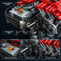 Ensemble de blocs de construction moteur V12 personnalisé de 3472 pièces, kit de modèle mécanique avec pistons mobiles, jouet de construction STEM OEM