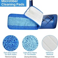 Tête de balai serpillère plate en fibres pour nettoyage à sec et humide, accessoires pour balai serpillère avec manche en aluminium pour l'élimination de la poussière
