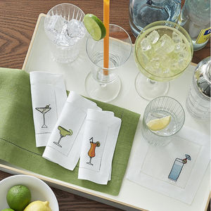 Francés hemstitch personalizado bordado monograma patrón borde 100% pura tela <span class=keywords><strong>falx</strong></span> Lino cóctel servilleta para boda - Product Image 3