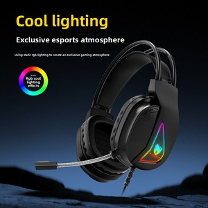 Casque de jeu filaire T-WOLF H160 avec éclairage RVB, son surround stéréo, coussinets d'oreille confortables pour les joueurs, vente directe d'usine - Product Image 3