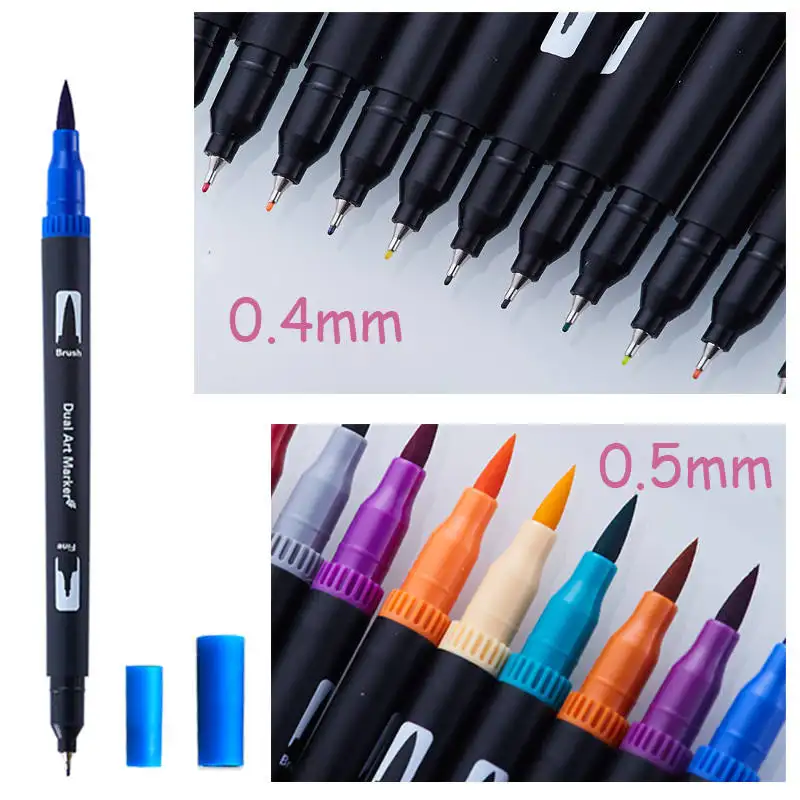 أقلام تلوين باللون المائي برأس مزدوج 24 36 48 60 لون ألوان تلوين ملونة مجموعة أقلام فنية مستلزمات مدرسية أقلام تلوين باللون المائية بالجملة