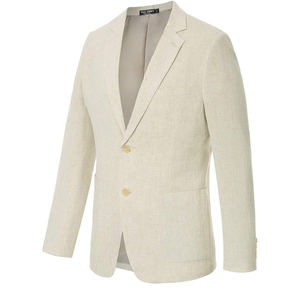 <span class=keywords><strong>Blazer</strong></span> Casual da <span class=keywords><strong>Uomo</strong></span> Monopetto con Risvolto a Revers, in Misto Lino <span class=keywords><strong>Beige</strong></span>, per Abbigliamento Business Smart-Casual - Product Image 5