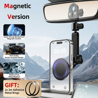 Soporte para iPad y Teléfono Móvil para Espejo Retrovisor con Brazo Telescópico y Altura Ajustable para el Tablero del Automóvil, Aleación de Aluminio