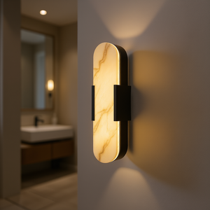 Applique murale en marbre naturel, 19,7 pouces, lampe murale LED noire moderne pour salle de bain, salon, chambre à coucher, couloir, escalier, éclairage intérieur - Product Image 2